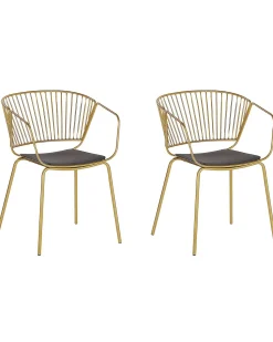 Metallstuhl Gold Mit Kunstleder-Sitz 2Er Set Rigby
