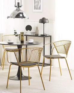 Metallstuhl Gold Mit Kunstleder-Sitz 2Er Set Rigby