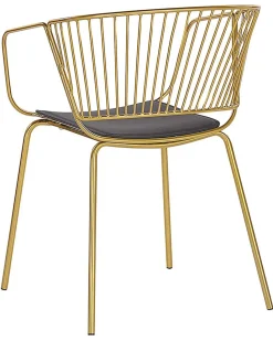 Metallstuhl Gold Mit Kunstleder-Sitz 2Er Set Rigby