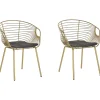 Metallstuhl Gold Mit Kunstleder-Sitz 2Er Set Hoback