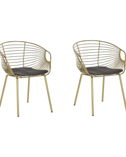 Metallstuhl Gold Mit Kunstleder-Sitz 2Er Set Hoback