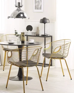 Metallstuhl Gold Mit Kunstleder-Sitz 2Er Set Hoback