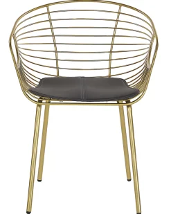 Metallstuhl Gold Mit Kunstleder-Sitz 2Er Set Hoback