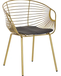 Metallstuhl Gold Mit Kunstleder-Sitz 2Er Set Hoback