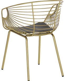 Metallstuhl Gold Mit Kunstleder-Sitz 2Er Set Hoback
