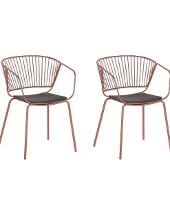 Metallstuhl Kupfer Mit Kunstleder-Sitz 2Er Set Rigby