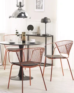 Metallstuhl Kupfer Mit Kunstleder-Sitz 2Er Set Rigby