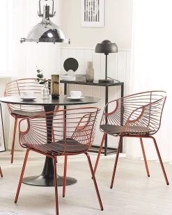Metallstuhl Kupfer Mit Kunstleder-Sitz 2Er Set Hoback
