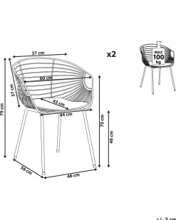 Metallstuhl Kupfer Mit Kunstleder-Sitz 2Er Set Hoback