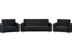 Modular Velvet Living Room Set Black Aberdeen