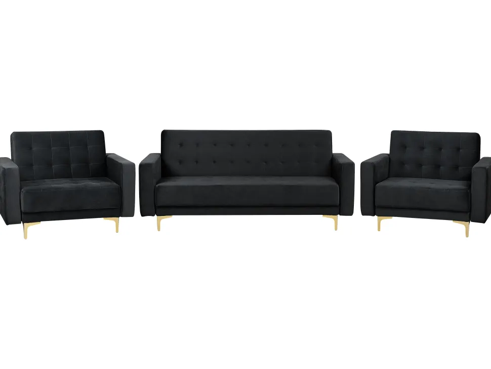 Modular Velvet Living Room Set Black Aberdeen