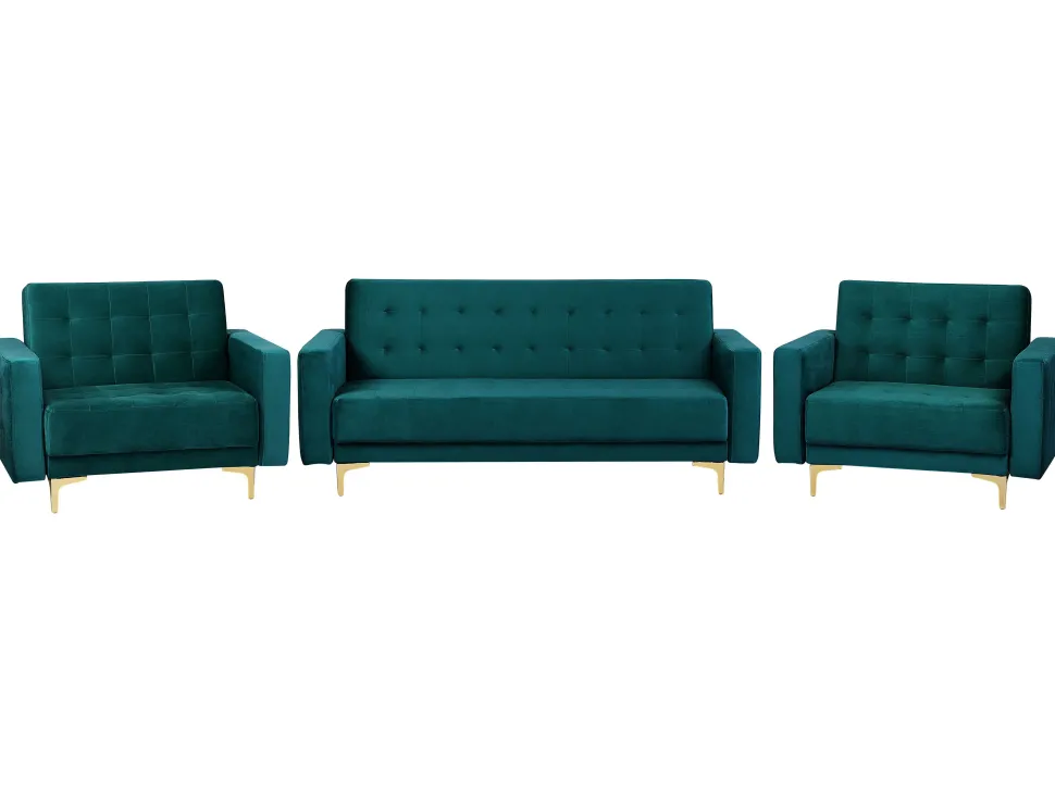 Modular Velvet Living Room Set Teal Aberdeen