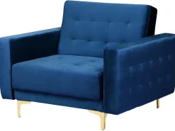 Modular Velvet Living Room Set Navy Blue Aberdeen