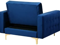 Modular Velvet Living Room Set Navy Blue Aberdeen