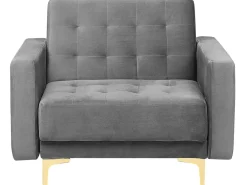 Modular Velvet Living Room Set Grey Aberdeen