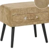 Nachttisch Beige Cord Koffer-Design Eurostar