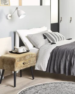 Nachttisch Beige Cord Koffer-Design Eurostar