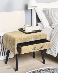 Nachttisch Beige Cord Koffer-Design Eurostar