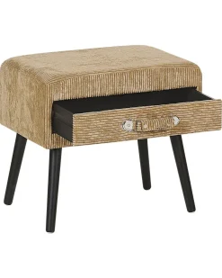 Nachttisch Beige Cord Koffer-Design Eurostar