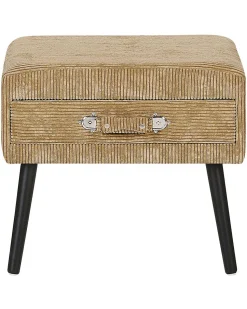 Nachttisch Beige Cord Koffer-Design Eurostar