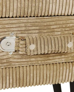 Nachttisch Beige Cord Koffer-Design Eurostar