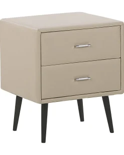 Nachttisch Beige Kunstleder 2 Schubladen Essonne
