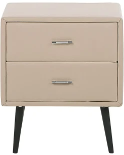Nachttisch Beige Kunstleder 2 Schubladen Essonne