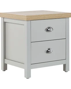 Nachttisch Grau / Heller Holzfarbton 2 Schubladen Clio