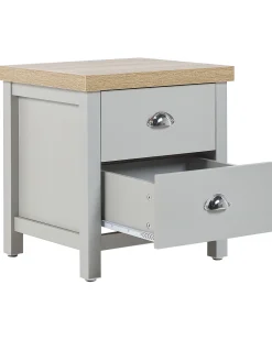 Nachttisch Grau / Heller Holzfarbton 2 Schubladen Clio