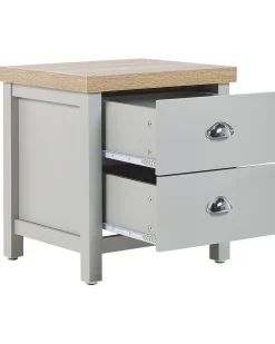 Nachttisch Grau / Heller Holzfarbton 2 Schubladen Clio