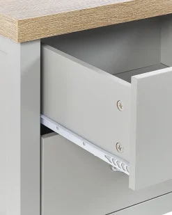 Nachttisch Grau / Heller Holzfarbton 2 Schubladen Clio
