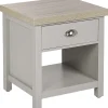 Nachttisch Grau / Heller Holzfarbton Rechteckig Schublade Clio