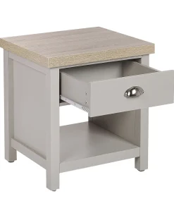 Nachttisch Grau / Heller Holzfarbton Rechteckig Schublade Clio