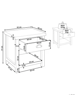 Nachttisch Grau / Heller Holzfarbton Rechteckig Schublade Clio