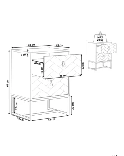 Nachttisch Heller Holzfarbton / Weis 2 Schubladen Nueva