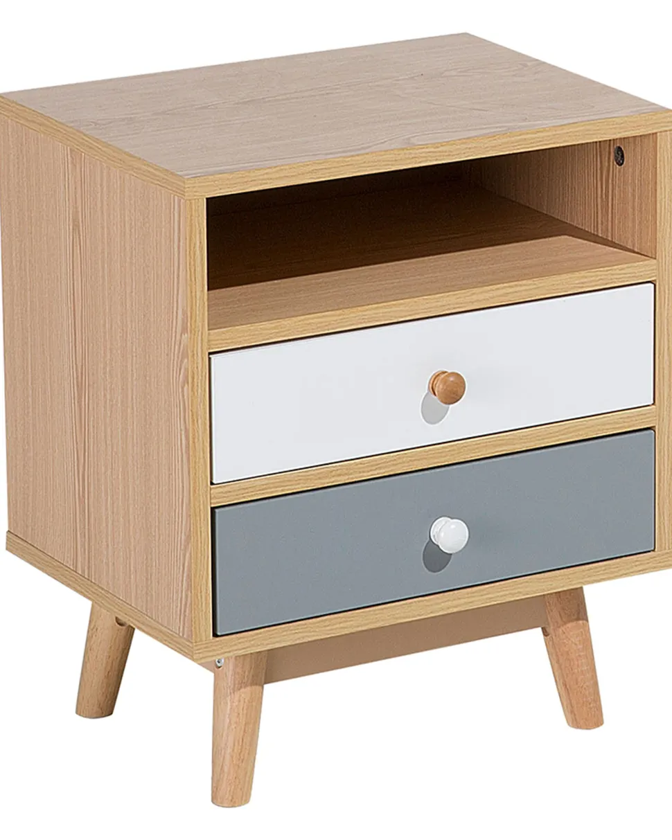 Nachttisch Heller Holzfarbton 2 Schubladen Fargo