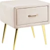 Nachttisch Samtstoff Beige / Gold 1 Schublade 38 X 46 X 49 Cm Flayat