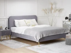 Nachttisch Samtstoff Grau / Gold 1 Schublade 38 X 46 X 49 Cm Flayat