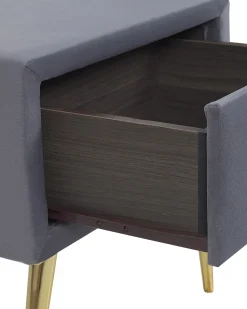 Nachttisch Samtstoff Grau / Gold 1 Schublade 38 X 46 X 49 Cm Flayat