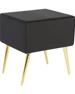 Nachttisch Samtstoff Schwarz / Gold 1 Schublade 38 X 46 X 49 Cm Flayat