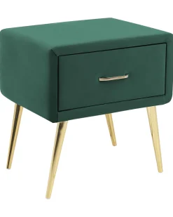 Nachttisch Samtstoff Smaragdgrun / Gold 1 Schublade 38 X 46 X 49 Cm Flayat