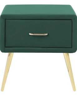 Nachttisch Samtstoff Smaragdgrun / Gold 1 Schublade 38 X 46 X 49 Cm Flayat