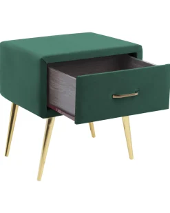 Nachttisch Samtstoff Smaragdgrun / Gold 1 Schublade 38 X 46 X 49 Cm Flayat