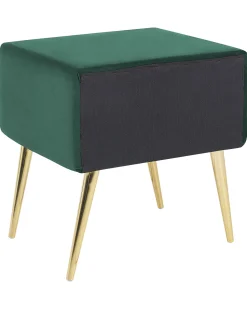 Nachttisch Samtstoff Smaragdgrun / Gold 1 Schublade 38 X 46 X 49 Cm Flayat
