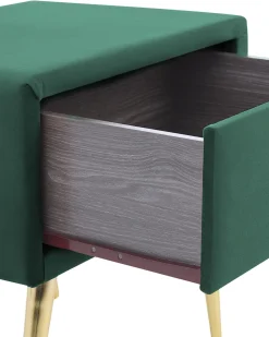 Nachttisch Samtstoff Smaragdgrun / Gold 1 Schublade 38 X 46 X 49 Cm Flayat