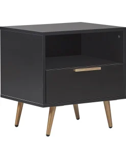 Nachttisch Schwarz Rechteckig 50 X 40 Cm Indio