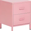 Nachttisch Stahl Rosa Matt 2 Schubladen Malavi