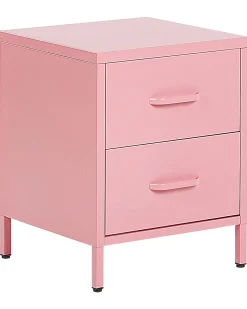 Nachttisch Stahl Rosa Matt 2 Schubladen Malavi