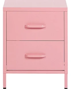 Nachttisch Stahl Rosa Matt 2 Schubladen Malavi