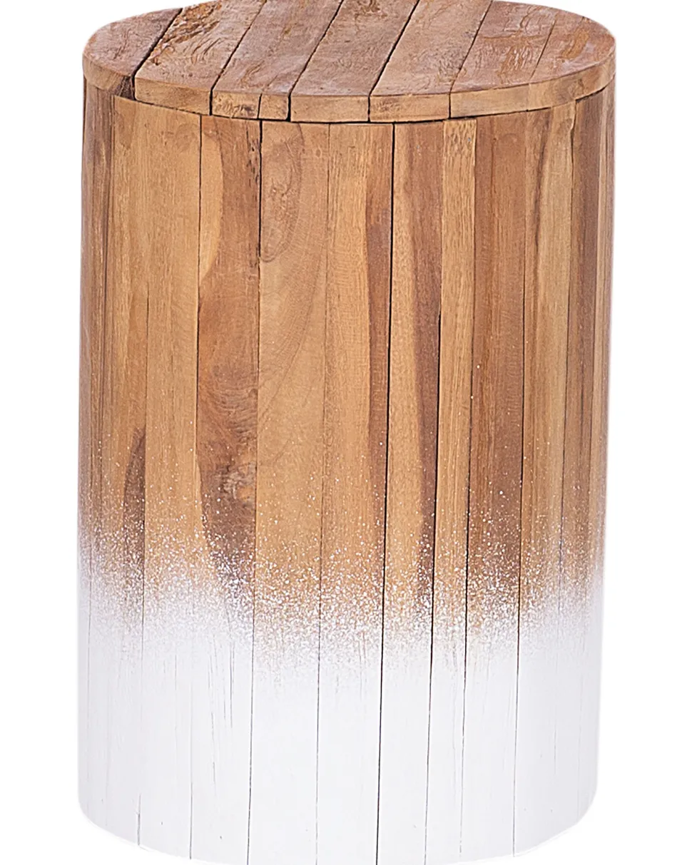 Nachttisch Teakholz Hellbraun / Weis 30 Cm Movas
